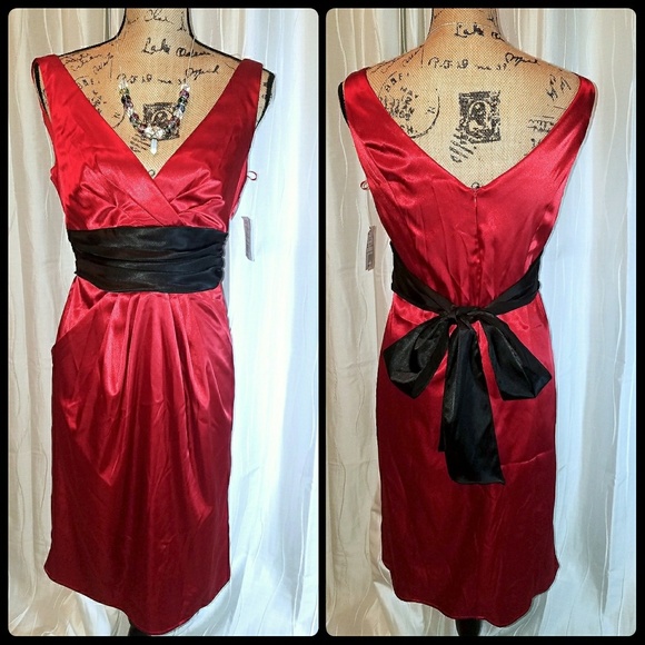 David's Bridal Dresses & Skirts - NWT Evening Gown Red w/Black Sash